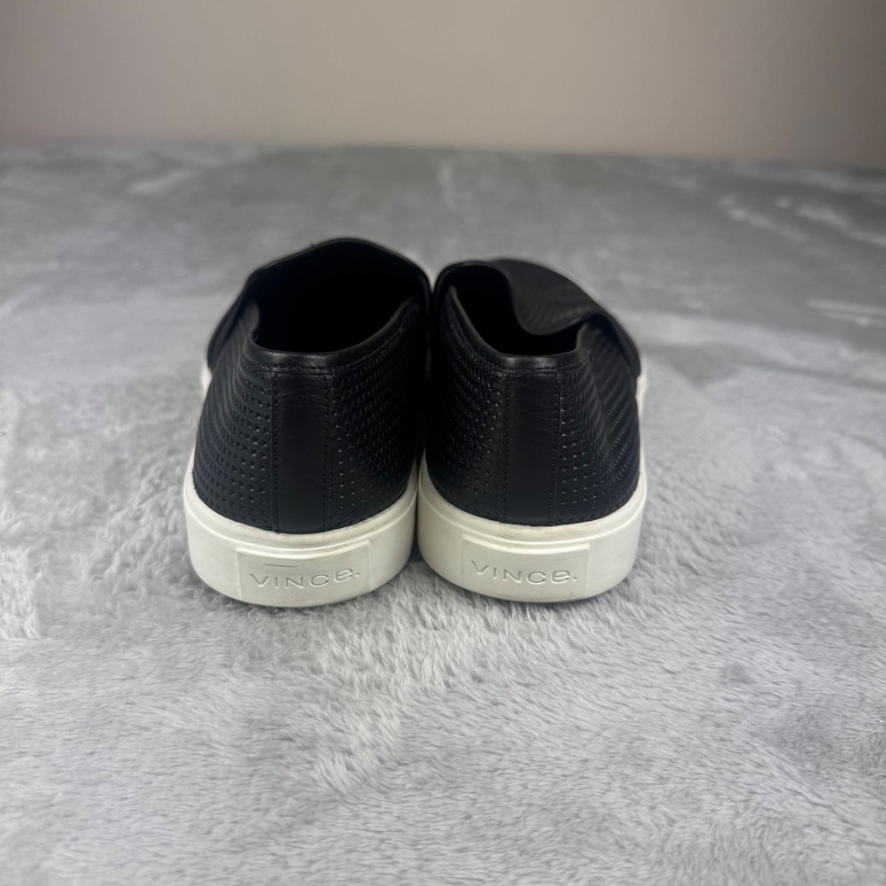 Vince Blair Black Perforated Leather Slip On Platform Sneakers Womens 8.5 M - Picture 6 of 10
